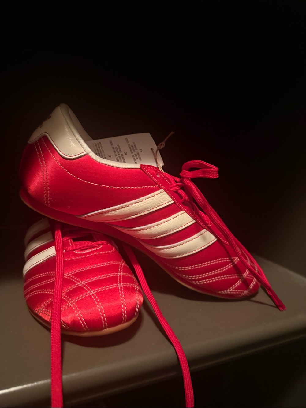 adidas Red and White Women's Athletic Shoes with Signature Stripes
